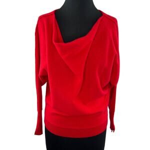 MINT VELVET Red Cowl Neckline Long Sleeve 100% Cashmere Pullover Sweater Size S